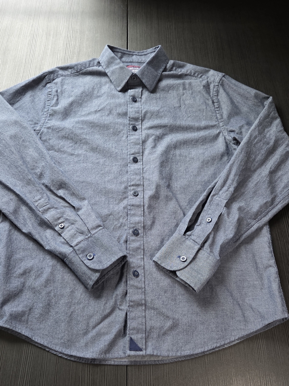 UNTUCKit Mens Long Sleeve Button Up Shirt Blue Grey Cotton Size Medium